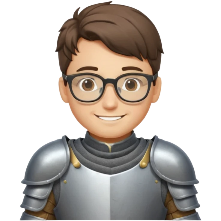 Young knight polishing armor, wearing glasses — glasses slipping down emoji