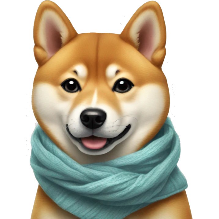 realistic shiba inu portrait with scarf on emoji