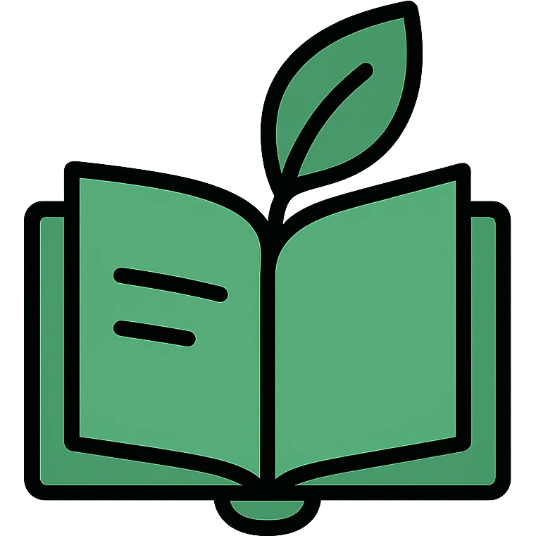 green minimalist logo for Convo Cuisine recipe book with leaf and book icon emoji