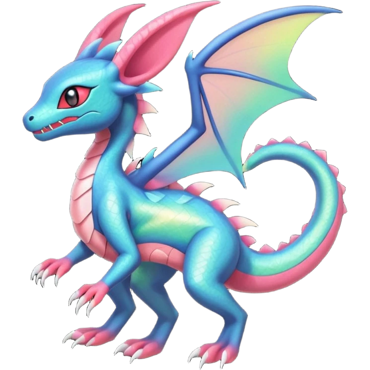 Spooky stitched colorful iridescent Salandit-Flygon-Sylveon-Umbreon-fusion-Pokémon-hybrid-creature  emoji