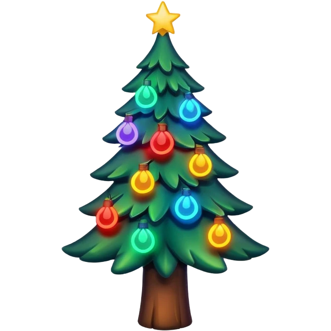 christmas tree with neon lights emoji