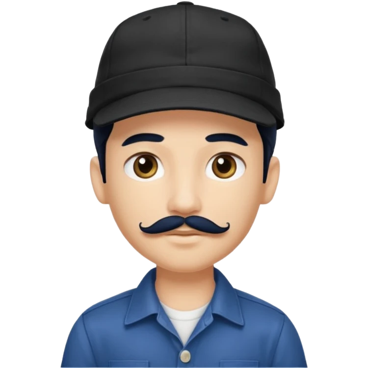 generate a pretty bratz boy wearing a dark blue cap and  button up shirt. Handsome

Mustache- black

hair black long emoji