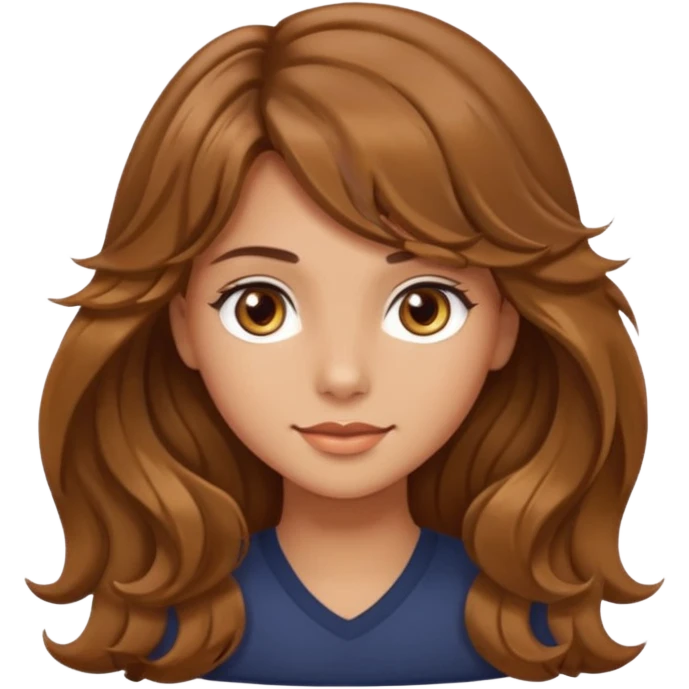 beautiful girl with wavy long hair and side-swept bangs, tan skin, and hazel eyes emoji
