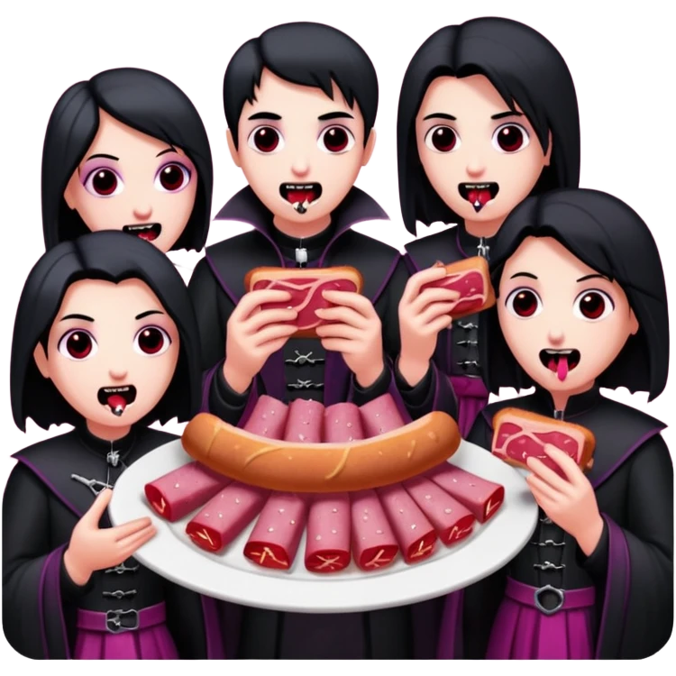 goth vampires eating a SPAM meat dinner emoji
