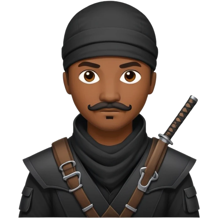african-american web developer mustache mercenary black asymmetrical ninja hacker emoji