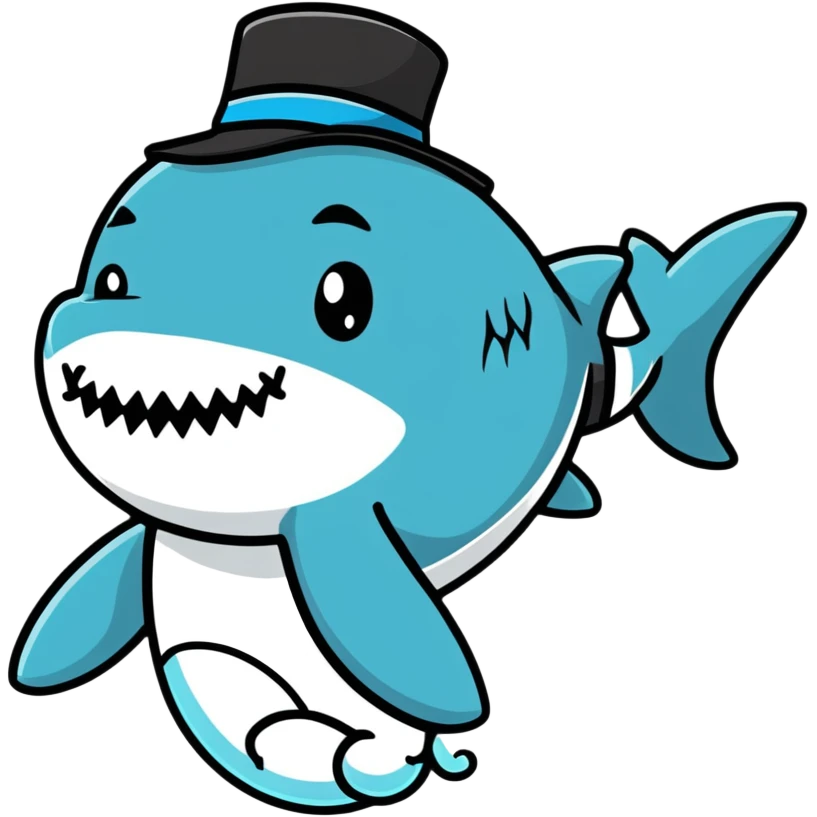 shark wearing a top hat emoji