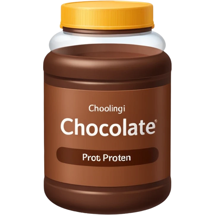 chocolate protein powder jar labeled chocolate picture icon emoji