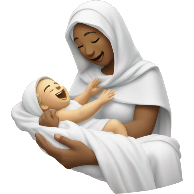 Mother Mary tickling baby Jesus emoji