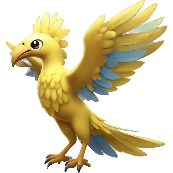 Big Bird Legendary Pokémon:
Plumavore
A majestic Flying/Fairy-type with golden feathers and a calming aura, Plumavore has the ability *Sky Wisdom,* which boosts ally accuracy. Known as the Guardian of Knowledge, it spreads harmony and encourages learning. emoji