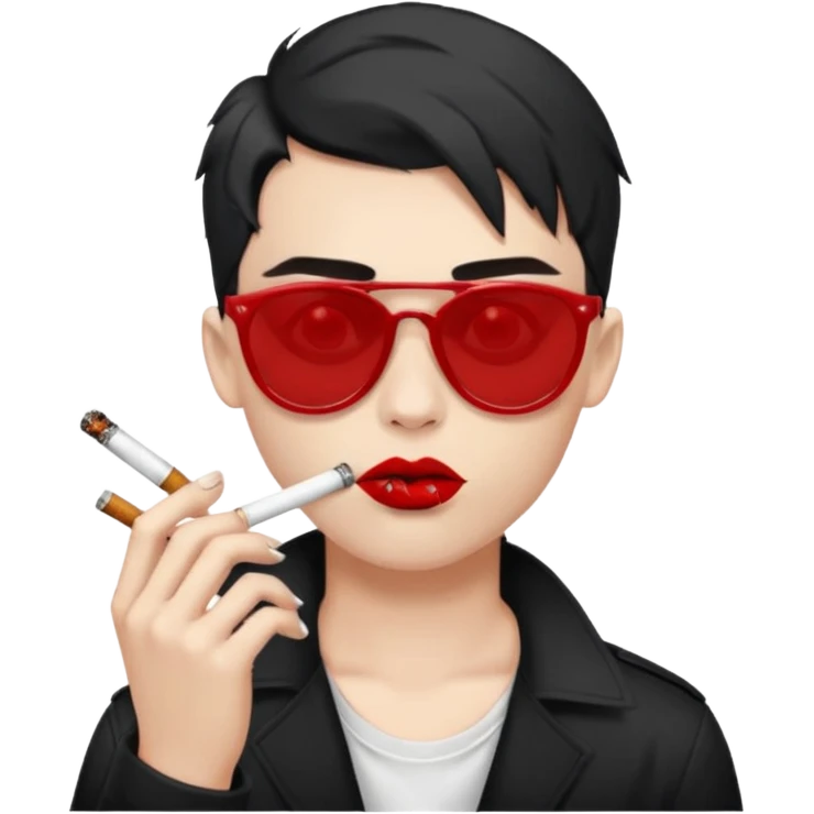 boy with piercing sunglasses blood smoking cigarette black lips emoji