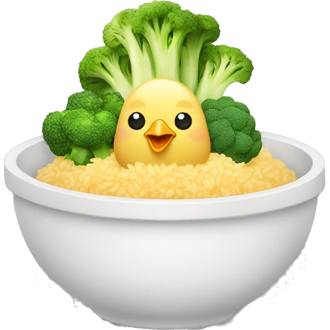 chicken, broccoli, and rice emoji