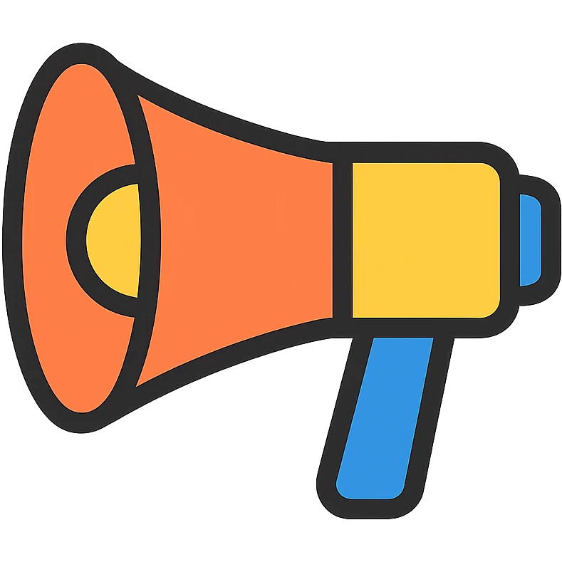 megaphone in a modern icon style, simple and bold emoji
