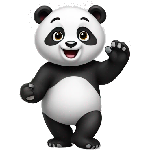 A panda with a sign saying yay emoji