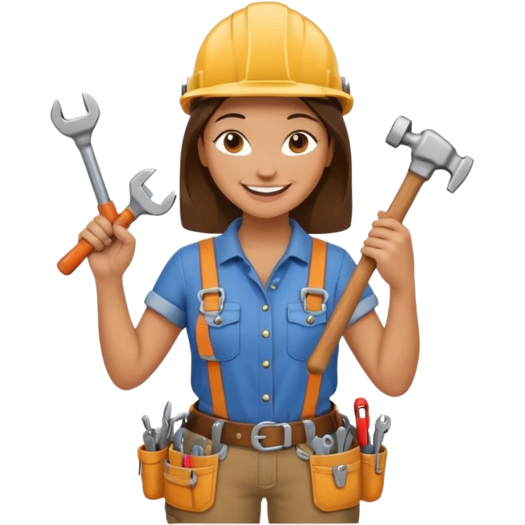 a handywoman holding a wrench in this right hand and a hammer in his left hand emoji