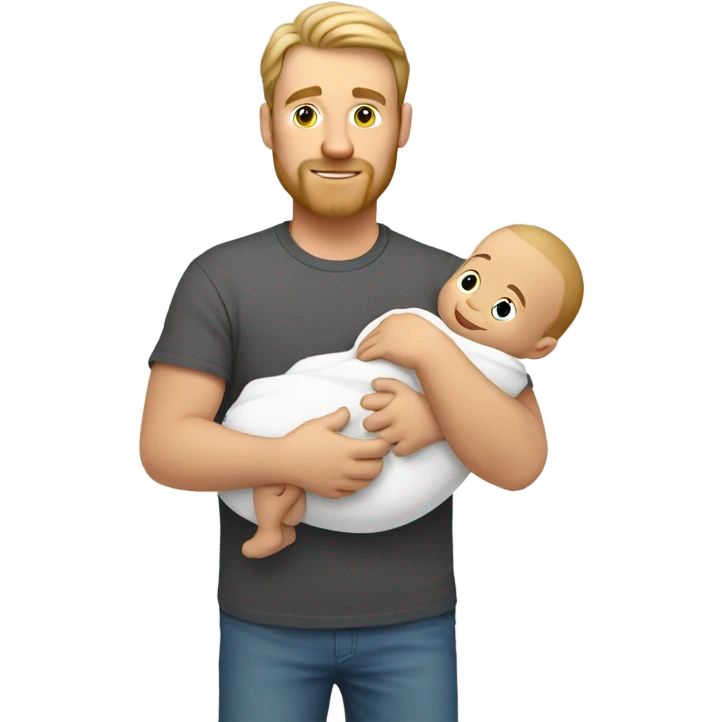 White dad holding white new born baby  emoji