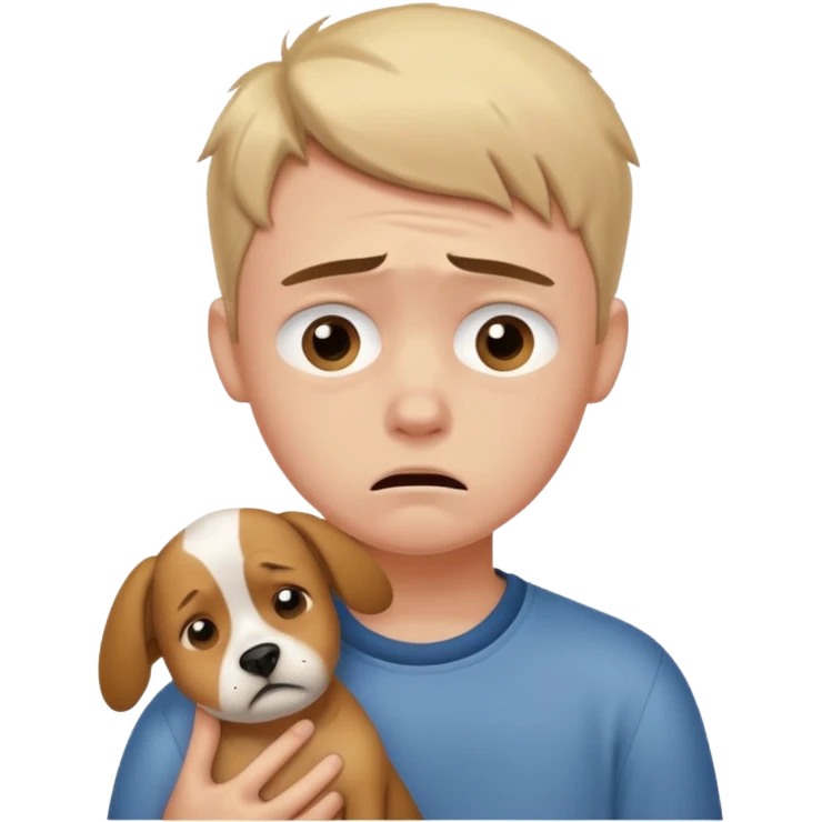 a very upset boy who lost her dog emoji