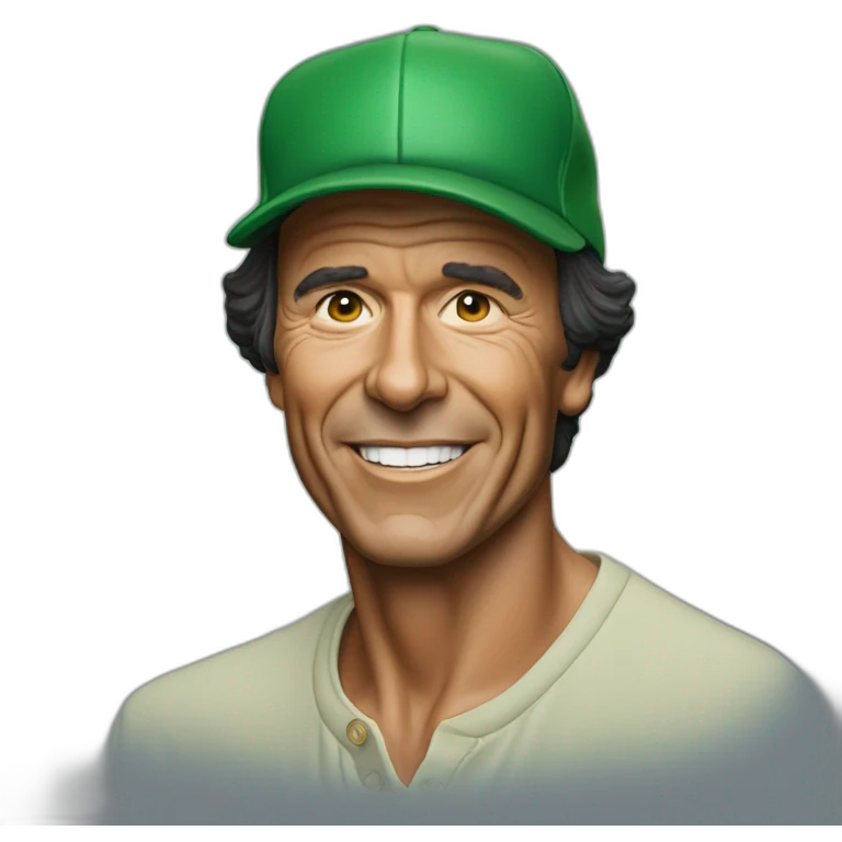 Hyperrealist Julio iglesias with green cap emoji