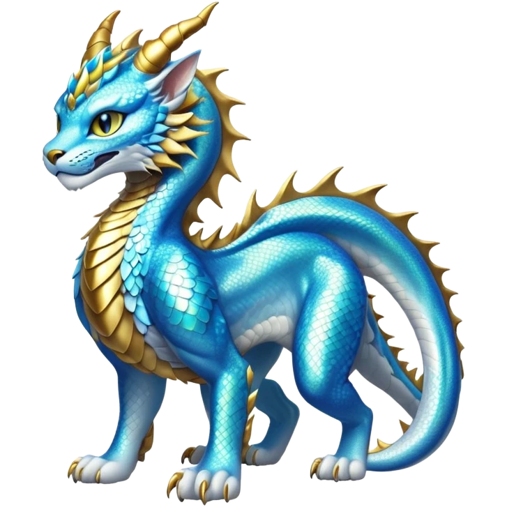Shiny exotic Dragon-type Fakémon-Lynx full body emoji