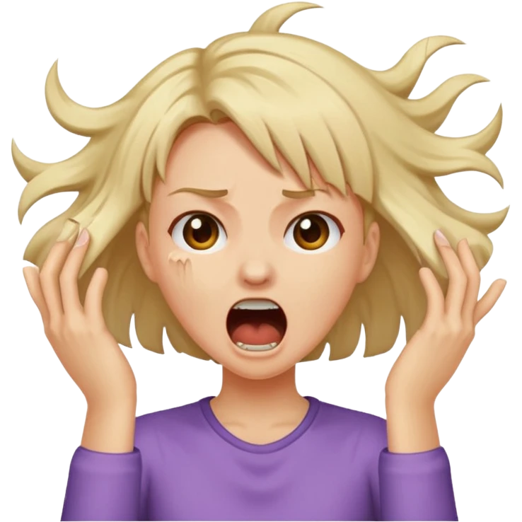 Girl ripping hair out yelling emoji