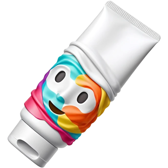 hand cream tube that is empty, crumpled, very wrinkled, cap on, no face, colorful and vibrant design, looks like a beauty product emoji
