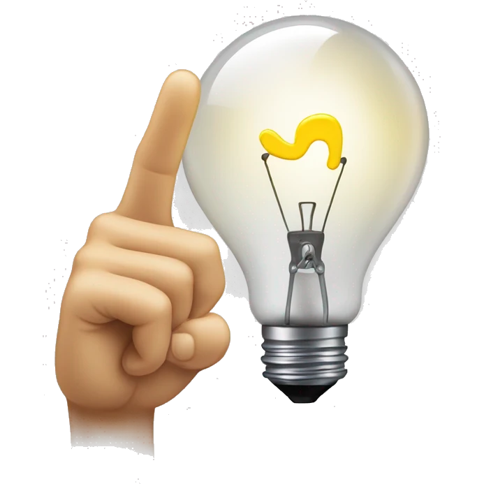 lightbulb and a pointing hand, symbolizing a helpful tip or recommendation emoji