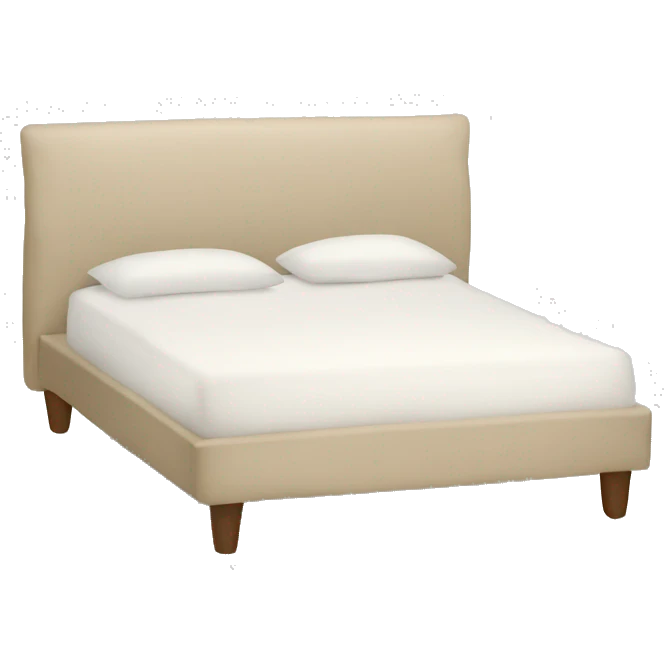 beige double bed with duvet and white cushions emoji