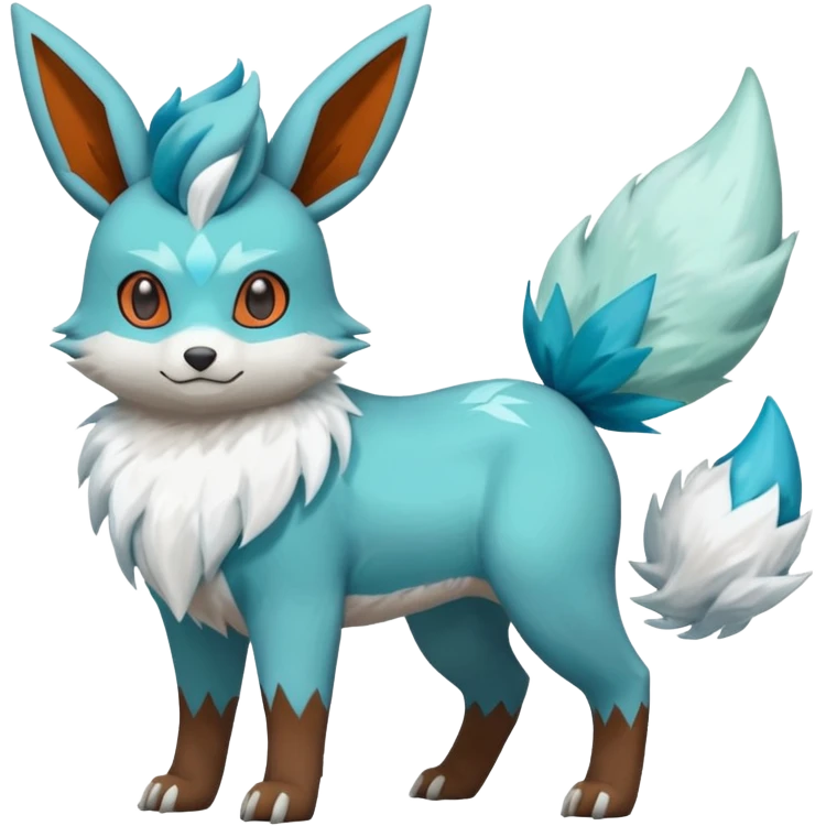Glaceon-Skiddo-Mudbray-Amaura-Flareon-Virizion-fusion-Pokémon-monster (full body) emoji