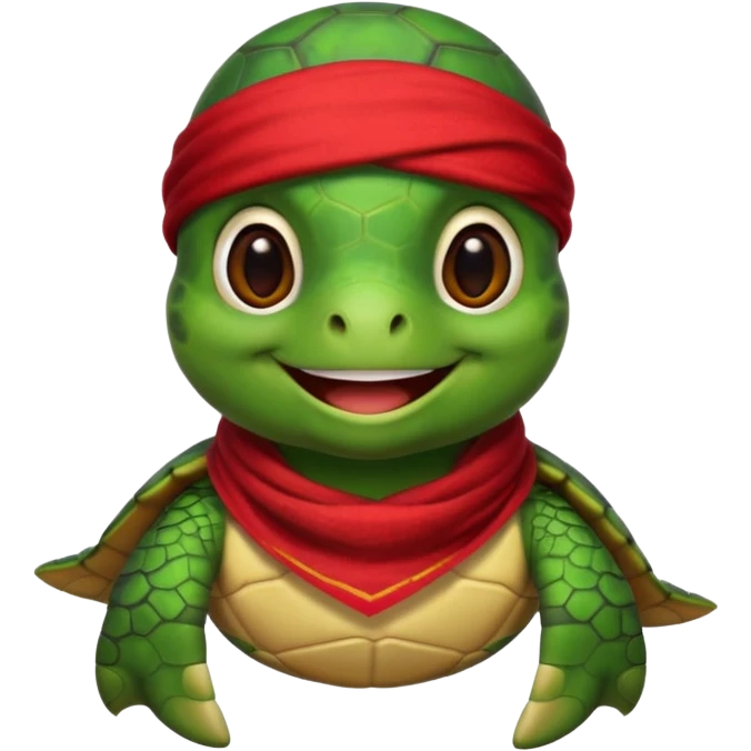 turtle wearing a red pirate scarf emoji