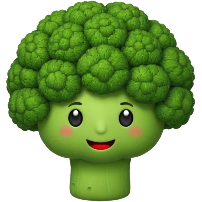 knitted broccoli emoji, red emoji