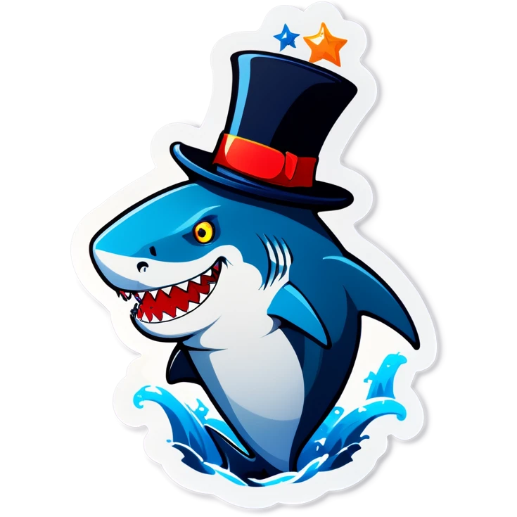 Shark with a top hat emoji