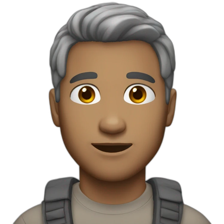 35 years old boy with black and grey hair tan light skin and brown eyes  emoji