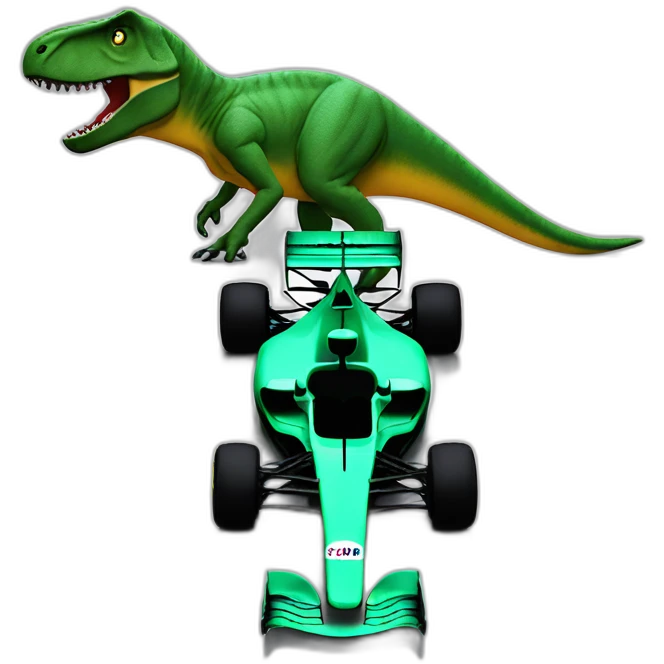 t-rex behind f1 car emoji