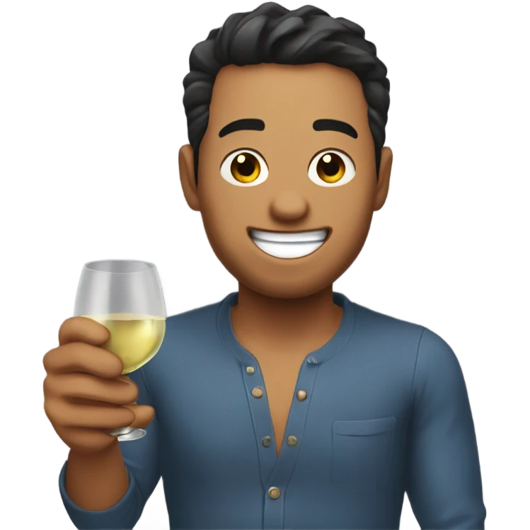 Me drinking wine and winking emoji