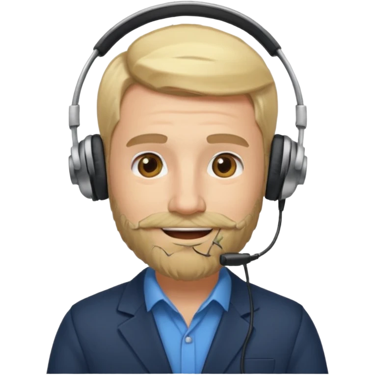 a sales agent with headphones and beard blonde hair smile emoji
