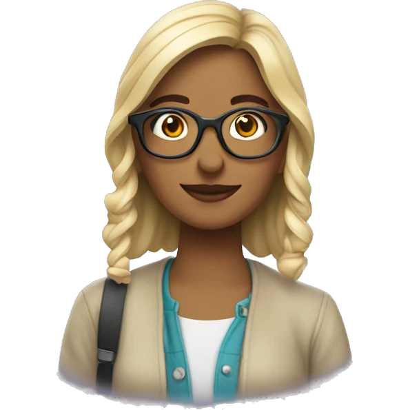 diseñadora con un libro y lentes emoji