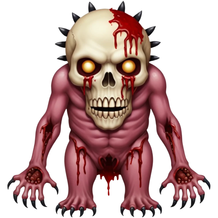 A Hideous mutated monster covered in rotton flesh and bloodin the style of your bleeding skull art, full body emoji