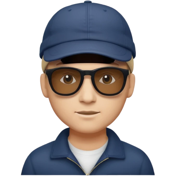 trapero capo con gorra, gafas de sol y actitud confiada emoji