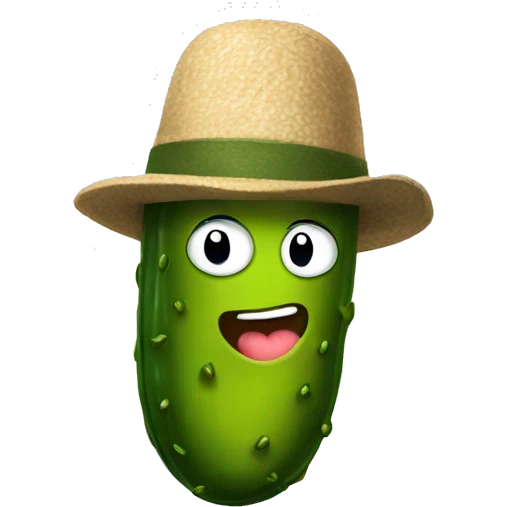 A pickle wearing a hat emoji