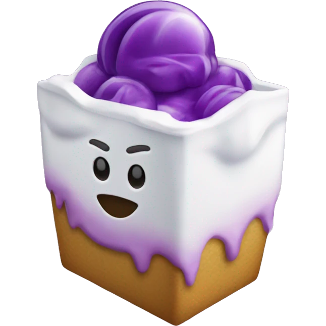heladera abierta con cubo morado emoji