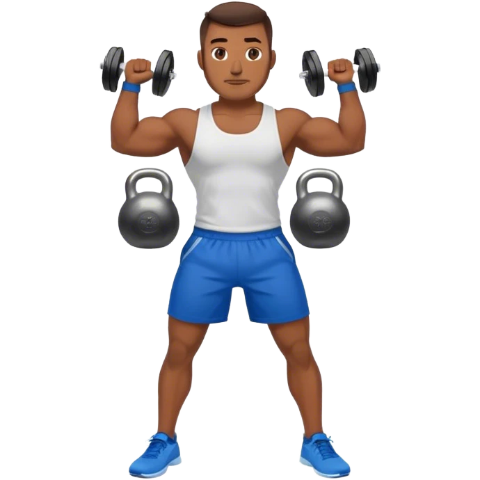 strong man with blue shorts holding kettlebell emoji