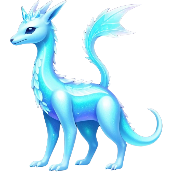 Shiny Exotic Colorful Neon-colored Glittery Ethereal Sparkly Iridescent Amaura-Aurorus-Fakémon-hybrid-creature (full body)  emoji