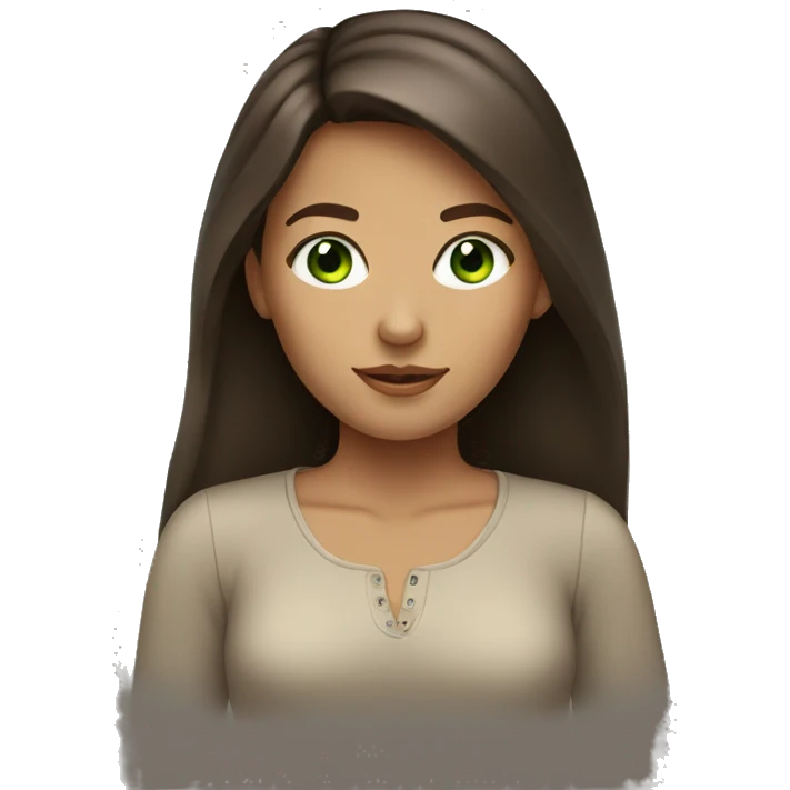 Tan brunette girl with green eyes  emoji