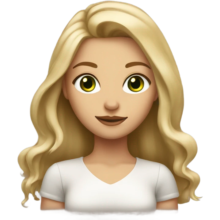 Blonde girl with a big of light brown roots and green eyes with a bit of brown in them  emoji