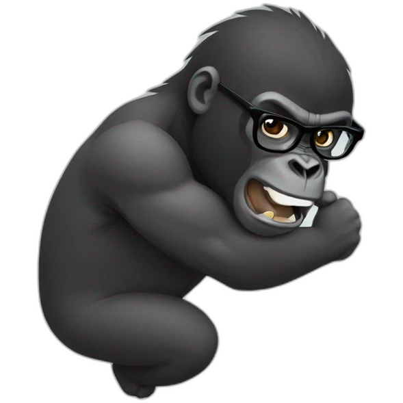 Gorilla punching a Boy with glasses emoji