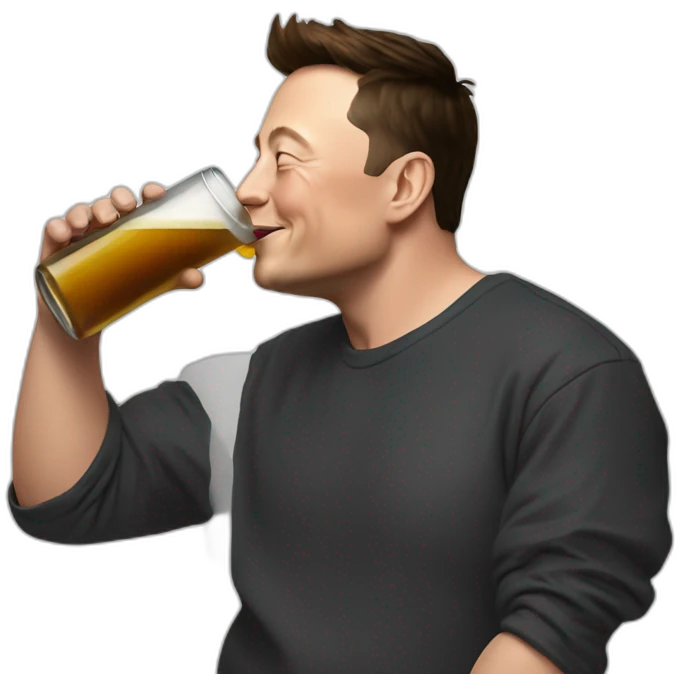 elon musk drinking big bier emoji