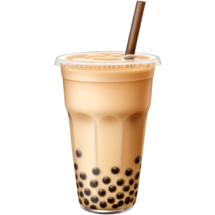 Bubble tea with tapioca pearls and milk tea, with straw emoji