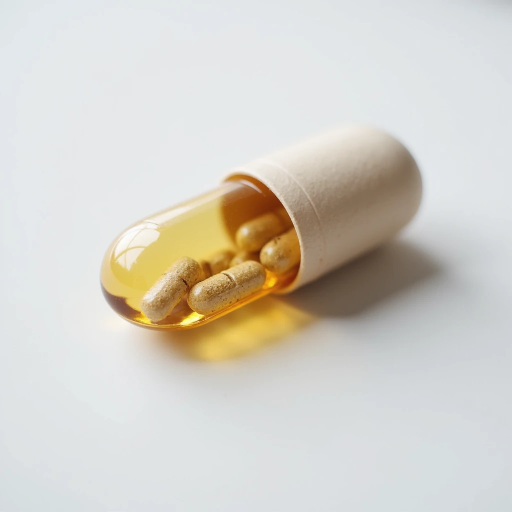 hyperrealistic dietary supplement capsule or tablet on isolated white background, 4K details, neutral lighting, no additional elements emoji