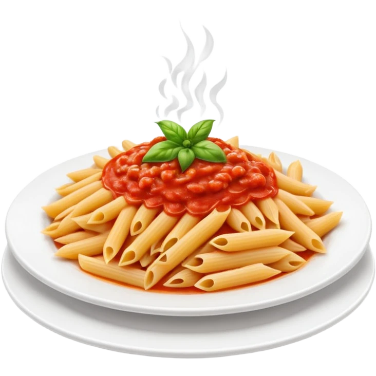 penne pasta with red marinara sauce on a plate emoji