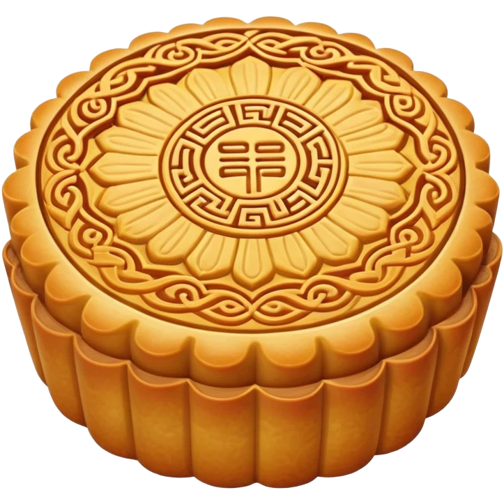 Chinese mooncake with traditional pattern on top, Chinese pastry emoji