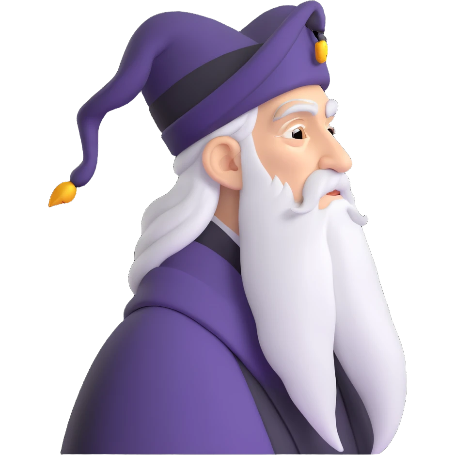 melancholy Albus Dumbledore side profile with long silver beard emoji